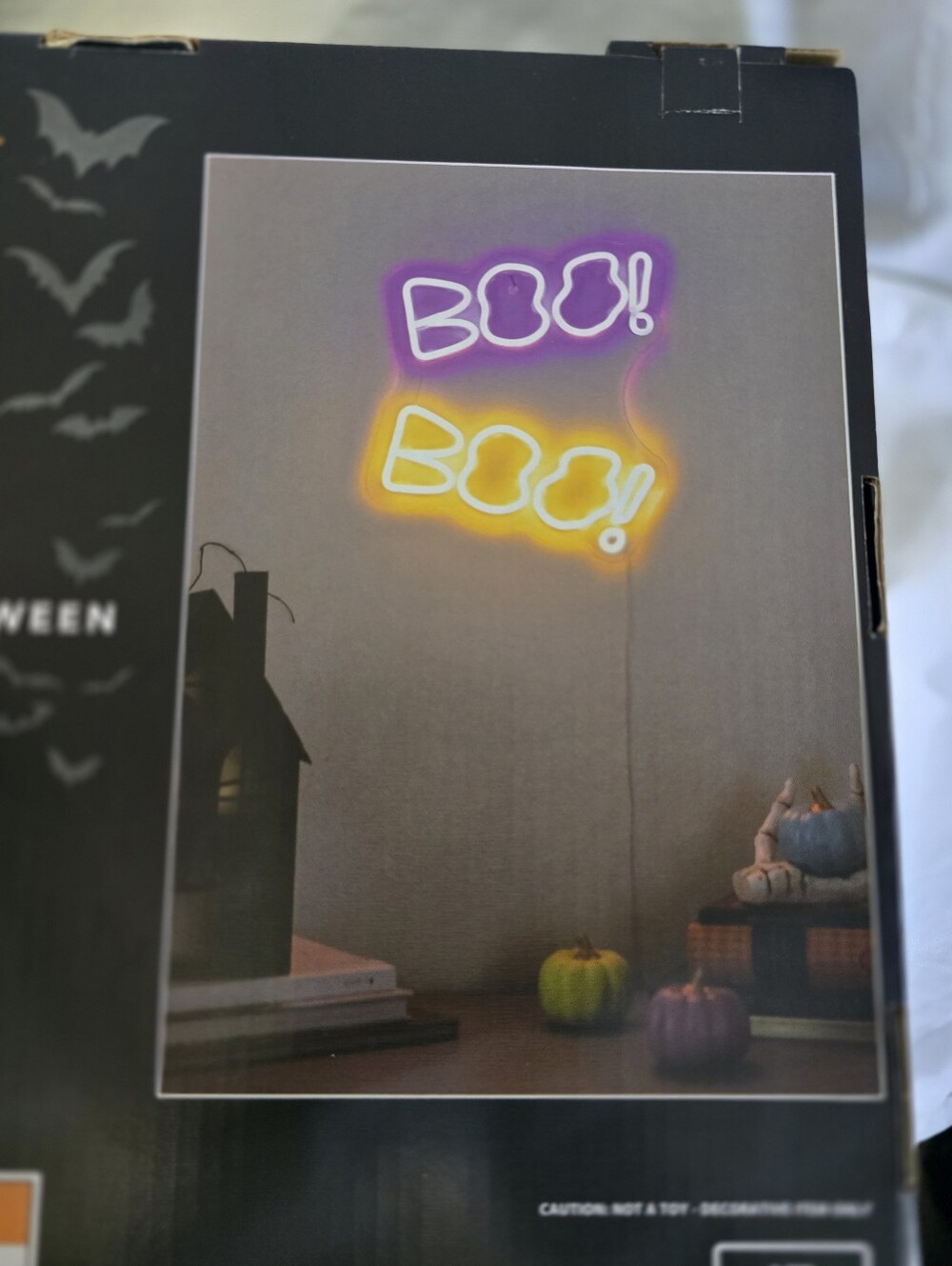 Neon "BOO!" Halloween Wall Sign